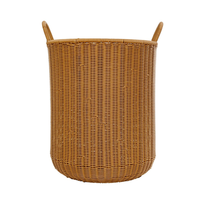 GloboStar® Artificial Garden TORINO 21492 Διακοσμητικό Πλεκτό Καλάθι - Κασπώ Γλάστρα - Flower Pot Μπεζ Φ37cm x Υ52cm