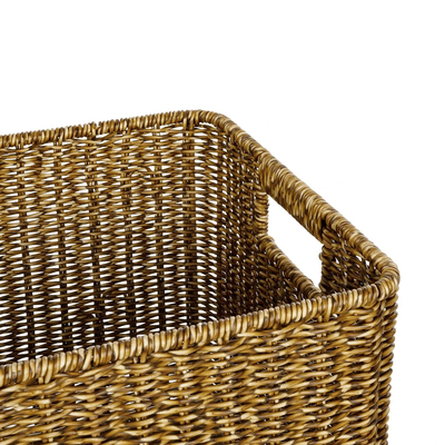 GloboStar® Artificial Garden SIENA 21497 Διακοσμητικό Πλεκτό Καλάθι - Κασπώ Γλάστρα - Flower Pot Μπεζ Μ32 x Π28 x Υ30cm