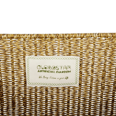 GloboStar® Artificial Garden SIENA 21497 Διακοσμητικό Πλεκτό Καλάθι - Κασπώ Γλάστρα - Flower Pot Μπεζ Μ32 x Π28 x Υ30cm