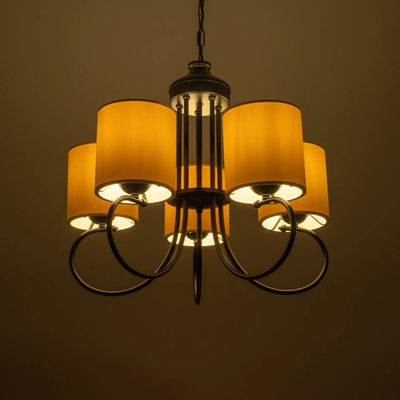 GLOBOSTAR® TRITON 203-0253 Vintage Κρεμαστό Φωτιστικό Οροφής με Ντουί 5 x E27 AC 220-240V IP20 - Μαύρο & Μπεζ - Μ50 x Π50 x Υ48cm