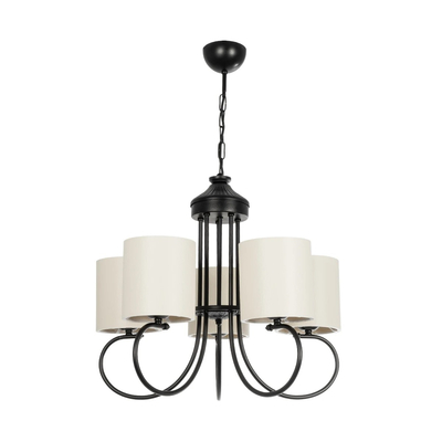 GLOBOSTAR® TRITON 203-0253 Vintage Κρεμαστό Φωτιστικό Οροφής με Ντουί 5 x E27 AC 220-240V IP20 - Μαύρο & Μπεζ - Μ50 x Π50 x Υ48cm