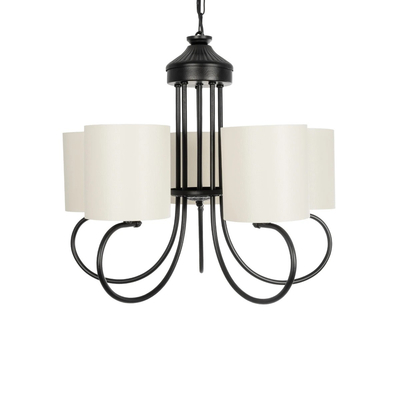 GLOBOSTAR® TRITON 203-0253 Vintage Κρεμαστό Φωτιστικό Οροφής με Ντουί 5 x E27 AC 220-240V IP20 - Μαύρο & Μπεζ - Μ50 x Π50 x Υ48cm