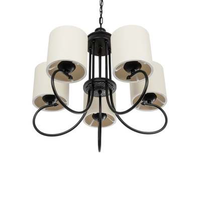 GLOBOSTAR® TRITON 203-0253 Vintage Κρεμαστό Φωτιστικό Οροφής με Ντουί 5 x E27 AC 220-240V IP20 - Μαύρο & Μπεζ - Μ50 x Π50 x Υ48cm