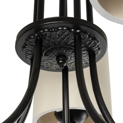 GLOBOSTAR® TRITON 203-0253 Vintage Κρεμαστό Φωτιστικό Οροφής με Ντουί 5 x E27 AC 220-240V IP20 - Μαύρο & Μπεζ - Μ50 x Π50 x Υ48cm