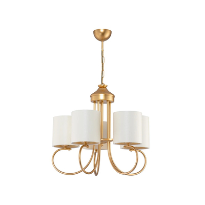 GLOBOSTAR® TRITON 203-0254 Vintage Κρεμαστό Φωτιστικό Οροφής με Ντουί 5 x E27 AC 220-240V IP20 - Χρυσό & Μπεζ - Μ50 x Π50 x Υ48cm