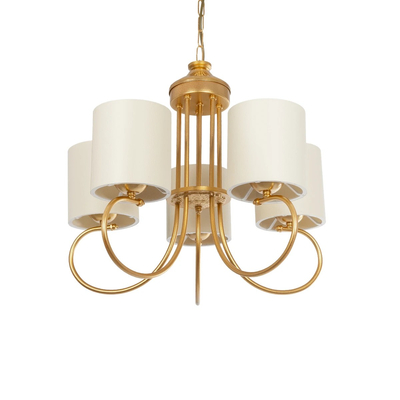 GLOBOSTAR® TRITON 203-0254 Vintage Κρεμαστό Φωτιστικό Οροφής με Ντουί 5 x E27 AC 220-240V IP20 - Χρυσό & Μπεζ - Μ50 x Π50 x Υ48cm