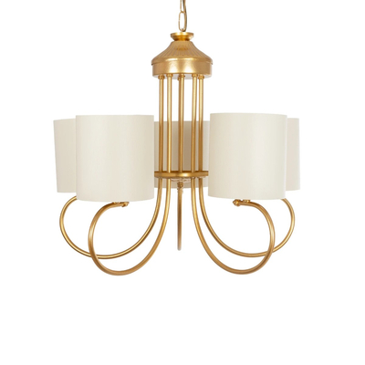 GLOBOSTAR® TRITON 203-0254 Vintage Κρεμαστό Φωτιστικό Οροφής με Ντουί 5 x E27 AC 220-240V IP20 - Χρυσό & Μπεζ - Μ50 x Π50 x Υ48cm