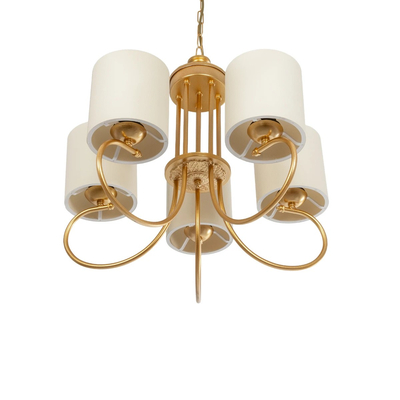 GLOBOSTAR® TRITON 203-0254 Vintage Κρεμαστό Φωτιστικό Οροφής με Ντουί 5 x E27 AC 220-240V IP20 - Χρυσό & Μπεζ - Μ50 x Π50 x Υ48cm