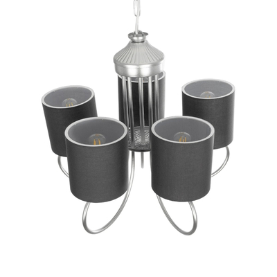 GLOBOSTAR® TRITON 203-0255 Vintage Κρεμαστό Φωτιστικό Οροφής με Ντουί 5 x E27 AC 220-240V IP20 - Ασημί & Γκρι - Μ50 x Π50 x Υ48cm
