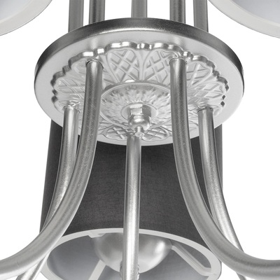 GLOBOSTAR® TRITON 203-0255 Vintage Κρεμαστό Φωτιστικό Οροφής με Ντουί 5 x E27 AC 220-240V IP20 - Ασημί & Γκρι - Μ50 x Π50 x Υ48cm