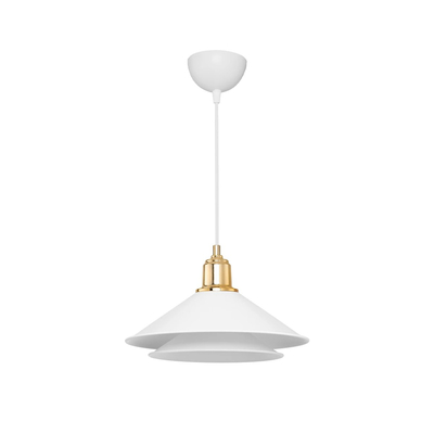 GLOBOSTAR® FERRO 203-0268 Μοντέρνο Κρεμαστό Φωτιστικό Οροφής με Ντουί 1 x E27 AC 220-240V IP20 - Λευκό & Χρυσό - Μ30 x Π30 x Υ19cm