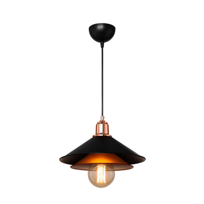 GLOBOSTAR® FERRO 203-0269 Μοντέρνο Κρεμαστό Φωτιστικό Οροφής με Ντουί 1 x E27 AC 220-240V IP20 - Μαύρο & Χάλκινο - Μ30 x Π30 x Υ19cm