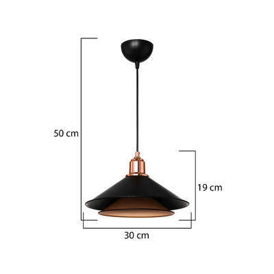 GLOBOSTAR® FERRO 203-0269 Μοντέρνο Κρεμαστό Φωτιστικό Οροφής με Ντουί 1 x E27 AC 220-240V IP20 - Μαύρο & Χάλκινο - Μ30 x Π30 x Υ19cm