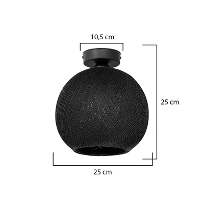 GLOBOSTAR® CORDE 203-0271 Μοντέρνο Φωτιστικό Οροφής με Ντουί 1 x E27 AC 220-240V IP20 - Μαύρο - Μ25 x Π25 x Υ26cm