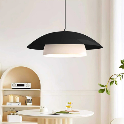 GLOBOSTAR® AURA 204-0117 Μοντέρνο Κρεμαστό Φωτιστικό Οροφής με Ντουί 1 x E27 AC 220-240V IP20 - Μαύρο & Λευκό - Μ31 x Π31 x Υ27cm