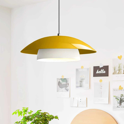 GLOBOSTAR® AURA 204-0118 Μοντέρνο Κρεμαστό Φωτιστικό Οροφής με Ντουί 1 x E27 AC 220-240V IP20 - Κίτρινο & Λευκό - Μ31 x Π31 x Υ27cm