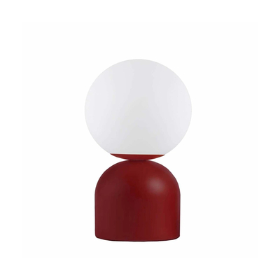 GloboStar® MAGIC 204-0135 Μοντέρνο Eπιτραπέζιο Φωτιστικό Μονόφωτο 1 x E14 IP20 Κόκκινο Μέταλλο με Λευκό Γυαλί - Μ13 x Π13 x Υ28cm