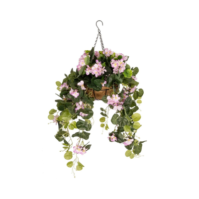 GloboStar® Artificial Garden BEGONIA HANGING PLANT 20639 Τεχνητό Κρεμαστό Διακοσμητικό Φυτό Βιγόνια Π75 x Μ75 x Y80cm