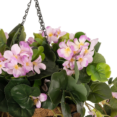 GloboStar® Artificial Garden BEGONIA HANGING PLANT 20639 Τεχνητό Κρεμαστό Διακοσμητικό Φυτό Βιγόνια Π75 x Μ75 x Y80cm