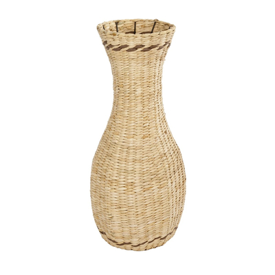 GloboStar® Artificial Garden MONACO 21235 Διακοσμητικό Πλεκτό Καλάθι - Κασπώ Γλάστρα - Flower Pot Μπεζ Φ29cm x Υ60cm