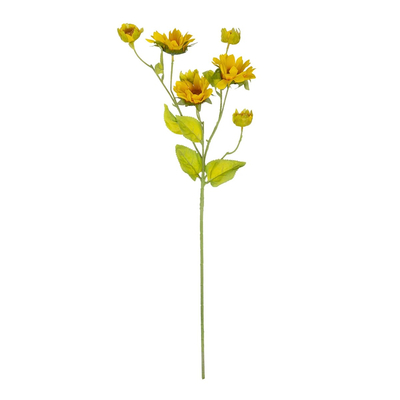 GloboStar® Artificial Garden YELLOW SUNFLOWER BRANCH 21379 Τεχνητό Διακοσμητικό Κλαδί Ηλιοτρόπιο Κίτρινο Y72cm