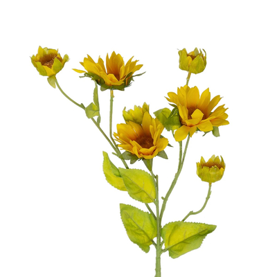GloboStar® Artificial Garden YELLOW SUNFLOWER BRANCH 21379 Τεχνητό Διακοσμητικό Κλαδί Ηλιοτρόπιο Κίτρινο Y72cm