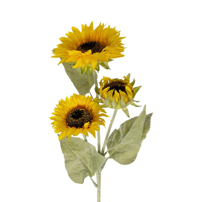 GloboStar® Artificial Garden YELLOW SUNFLOWER BRANCH 21380 Τεχνητό Διακοσμητικό Κλαδί Ηλιοτρόπιο Κίτρινο Y90cm
