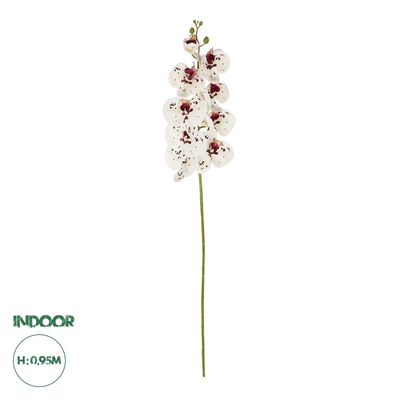 GloboStar® Artificial Garden WHITE ORCHID BRANCH 21406 Τεχνητό Διακοσμητικό Κλαδί Λευκή Ορχιδέα Y95cm