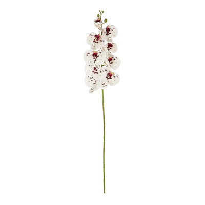 GloboStar® Artificial Garden WHITE ORCHID BRANCH 21406 Τεχνητό Διακοσμητικό Κλαδί Λευκή Ορχιδέα Y95cm