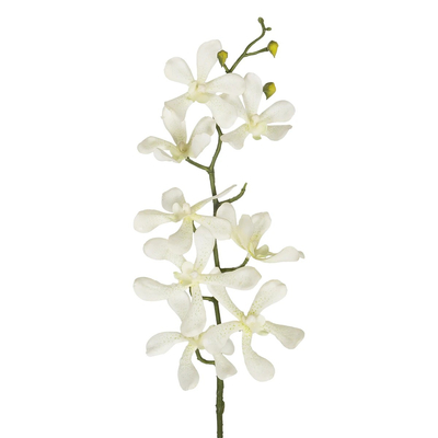 GloboStar® Artificial Garden WHITE VANDA ORCHID BRANCH 21409 Τεχνητό Διακοσμητικό Κλαδί Λευκή Ορχιδέα Y82cm