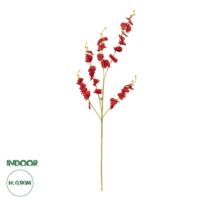 GloboStar® Artificial Garden RED DANCE ORCHID BRANCH 21413 Τεχνητό Διακοσμητικό Κλαδί Κόκκινη Ορχιδέα Y90cm