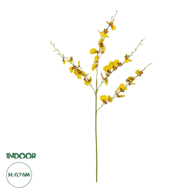 GloboStar® Artificial Garden YELLOW SPRING ORCHIDIUM BRANCH 21415 Τεχνητό Διακοσμητικό Κλαδί Κίτρινη Ορχιδέα Y76cm