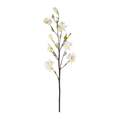 GloboStar® Artificial Garden WHITE YELLOW MAGNOLIA BRANCH 21419 Τεχνητό Διακοσμητικό Κλαδί Λευκή Κίτρινη Μανόλια Y108cm