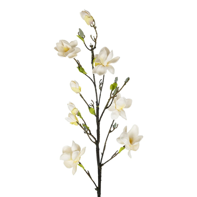 GloboStar® Artificial Garden WHITE YELLOW MAGNOLIA BRANCH 21419 Τεχνητό Διακοσμητικό Κλαδί Λευκή Κίτρινη Μανόλια Y108cm