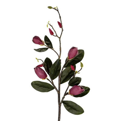 GloboStar® Artificial Garden DARK PING MAGNOLIA BRANCH 21421 Τεχνητό Διακοσμητικό Κλαδί Ροζ Μανόλια Y120cm