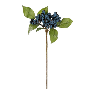 GloboStar® Artificial Garden BLUBERRIES FRUIT BRANCH 21434 Τεχνητό Διακοσμητικό Κλαδί Μπλε Μύρτιλο  Y30cm