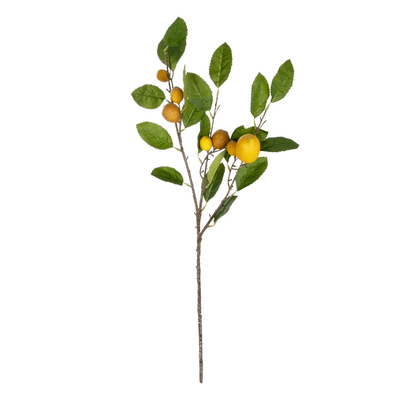 GloboStar® Artificial Garden YELLOW LEMON FRUIT BRANCH 21437 Τεχνητό Διακοσμητικό Κίτρινο Κλαδί Πορτακαλιά Y80cm