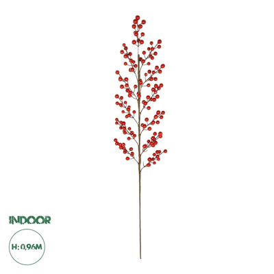 GloboStar® Artificial Garden RED BERRIES FRUIT BRANCH 21440 Τεχνητό Διακοσμητικό Κλαδί Κόκκινο Γκί Y96cm