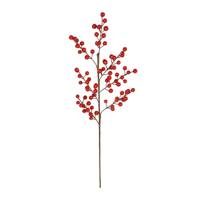 GloboStar® Artificial Garden RED BERRIES FRUIT BRANCH 21441 Τεχνητό Διακοσμητικό Κλαδί Κόκκινο Γκί Y66cm