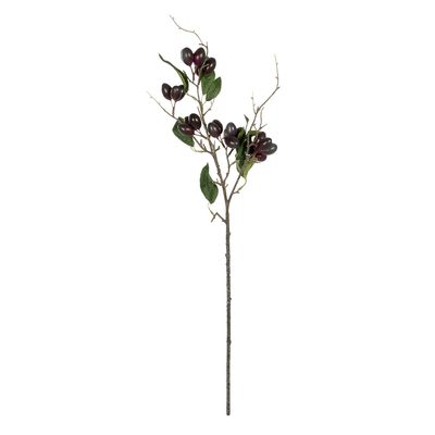 GloboStar® Artificial Garden OLIVE FRUIT BRANCH 21447 Τεχνητό Διακοσμητικό Κλαδί Ελίας Y70cm