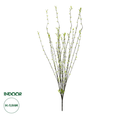 GloboStar® Artificial Garden GREEN WILLOW FLOWER BRANCH 21458 Τεχνητό Διακοσμητικό Κλαδί Λευκή Ιτιά Y86cm