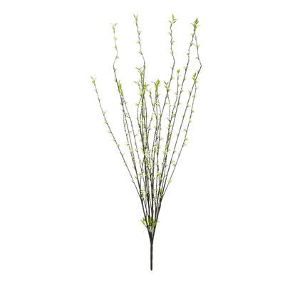 GloboStar® Artificial Garden GREEN WILLOW FLOWER BRANCH 21458 Τεχνητό Διακοσμητικό Κλαδί Λευκή Ιτιά Y86cm