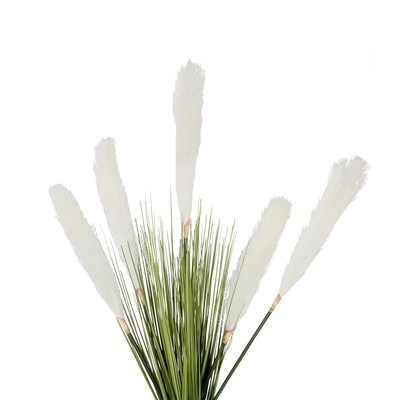 GloboStar® Artificial Garden WHITE PAMPAS GRASS BRANCH 21485 Τεχνητό Διακοσμητικό Κλαδί Λευκό Πάμπας Y88cm
