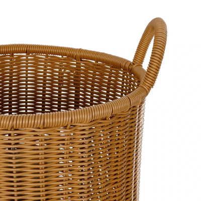 GloboStar® Artificial Garden TORINO 21493 Διακοσμητικό Πλεκτό Καλάθι - Κασπώ Γλάστρα - Flower Pot Μπεζ Φ31cm x Υ47cm