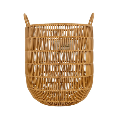 GloboStar® Artificial Garden OSAKA 21494 Διακοσμητικό Πλεκτό Καλάθι - Κασπώ Γλάστρα - Flower Pot Μπεζ Φ30cm x Υ41cm