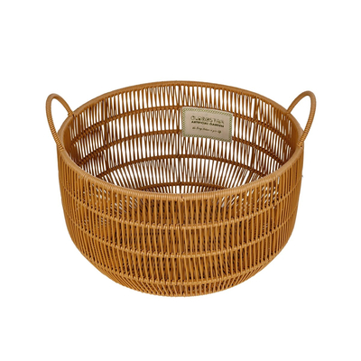 GloboStar® Artificial Garden COCOA 21495 Διακοσμητικό Πλεκτό Καλάθι - Κασπώ Γλάστρα - Flower Pot Μπεζ Φ30cm x Υ40cm