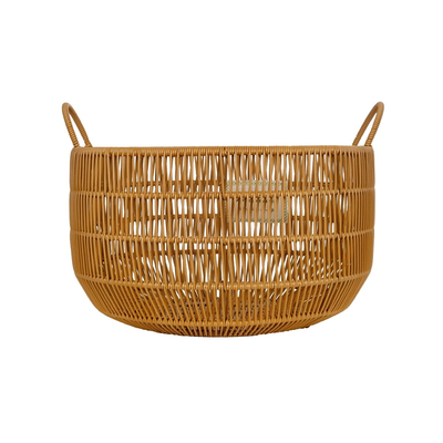 GloboStar® Artificial Garden COCOA 21495 Διακοσμητικό Πλεκτό Καλάθι - Κασπώ Γλάστρα - Flower Pot Μπεζ Φ30cm x Υ40cm
