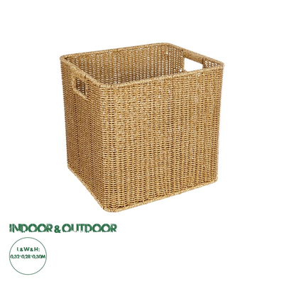 GloboStar® Artificial Garden CAVES 21496 Διακοσμητικό Πλεκτό Καλάθι - Κασπώ Γλάστρα - Flower Pot Μπεζ Μ32 x Π28 x Υ30cm