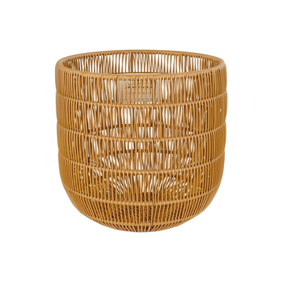 GloboStar® Artificial Garden DAKOTA 21498 Διακοσμητικό Πλεκτό Καλάθι - Κασπώ Γλάστρα - Flower Pot Μπεζ Φ33cm x Υ33cm