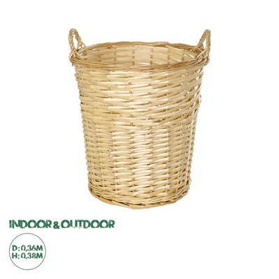 GloboStar® Artificial Garden ARIZONA 21503 Διακοσμητικό Πλεκτό Καλάθι - Κασπώ Γλάστρα - Flower Pot Μπεζ Φ36 x Υ38cm